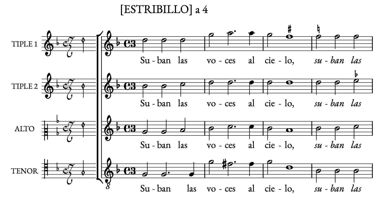 Snippet of music notation produced with the lirio library